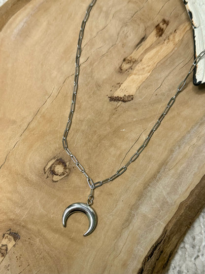 Silver Crescent Moon Necklace