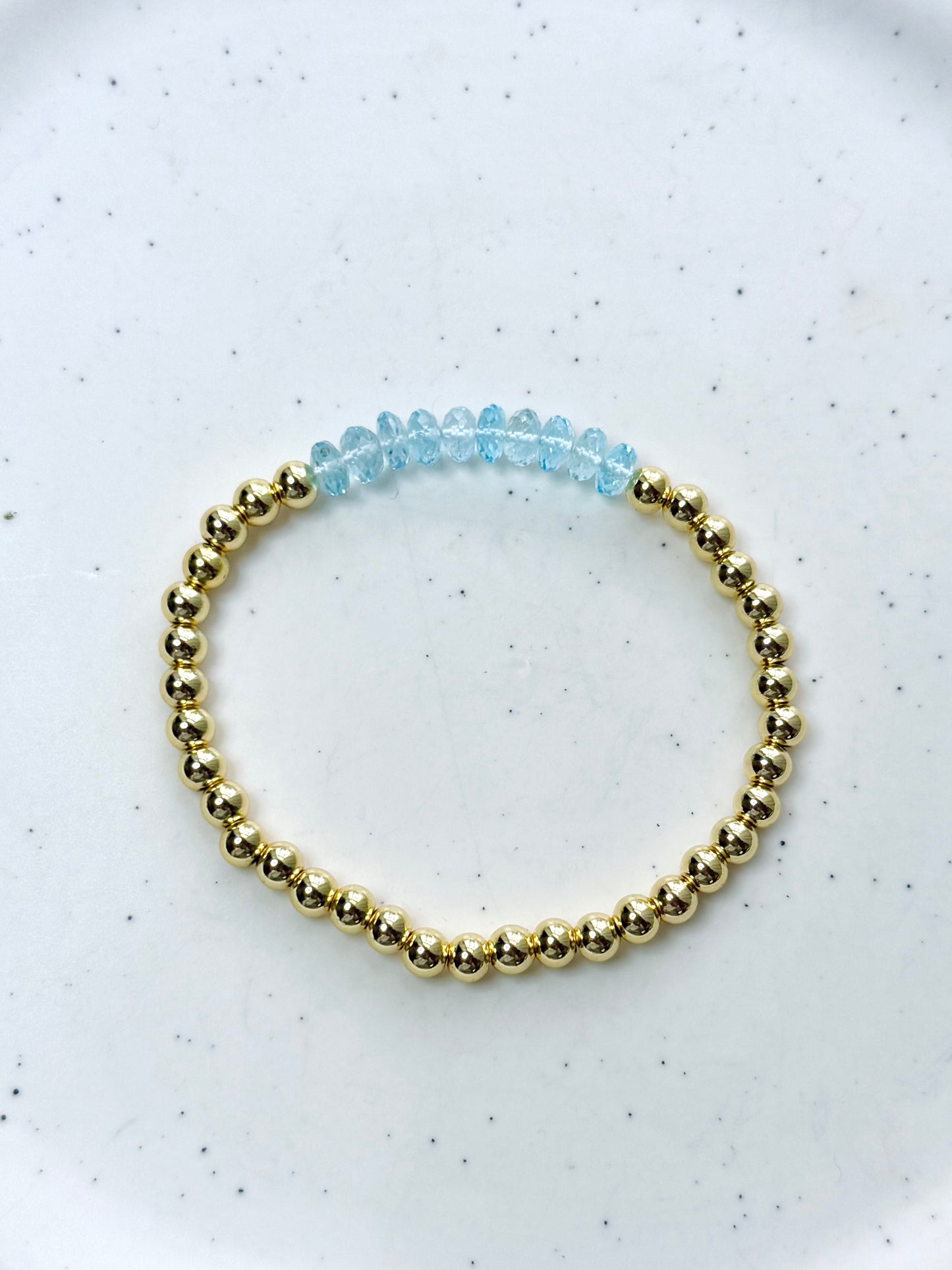 Blue Topaz + Gold Beaded Bracelet