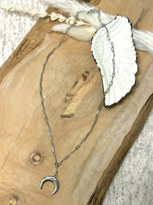 Silver Crescent Moon Necklace