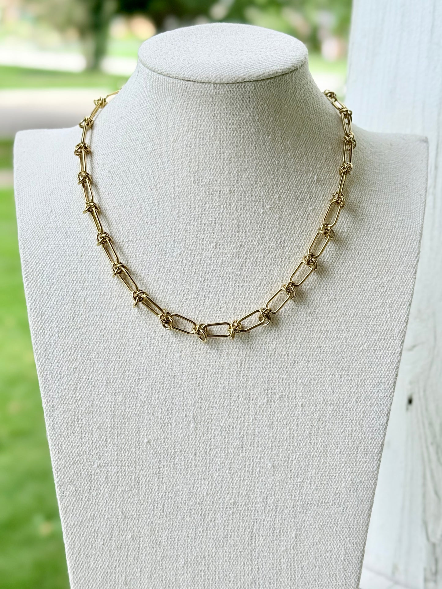 Gold Stainless Steel Barbed Wire Chain Necklace
