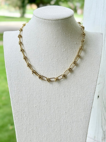 Gold Stainless Steel Barbed Wire Chain Necklace