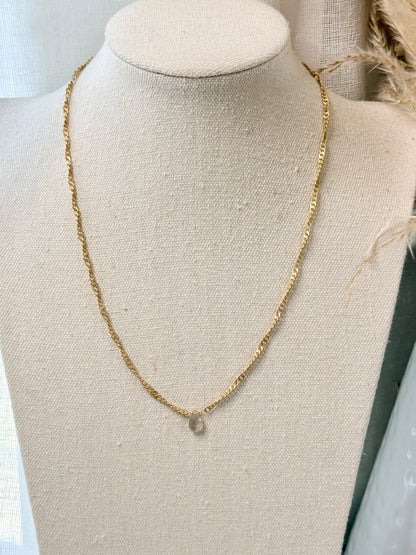 Labradorite + Gold Mini Pendant Necklace