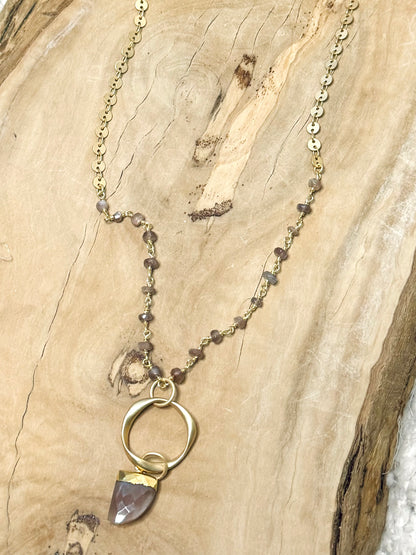 Chocolate Moonstone  + Matte Gold Eternity Necklace