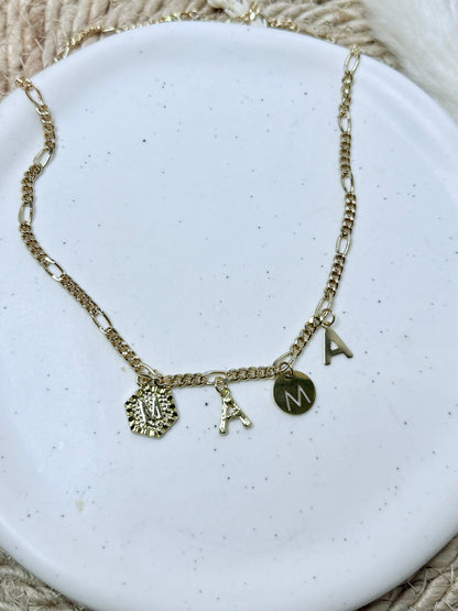 Abstract Mama Gold Charm Necklace