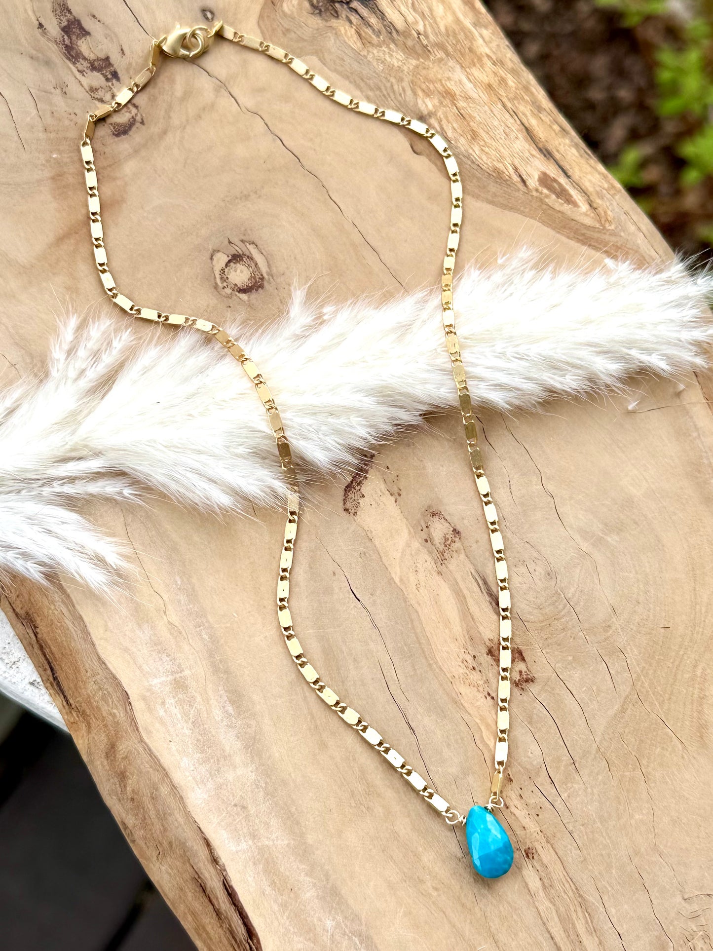 Sleeping Beauty Turquoise + Matte Gold Necklace