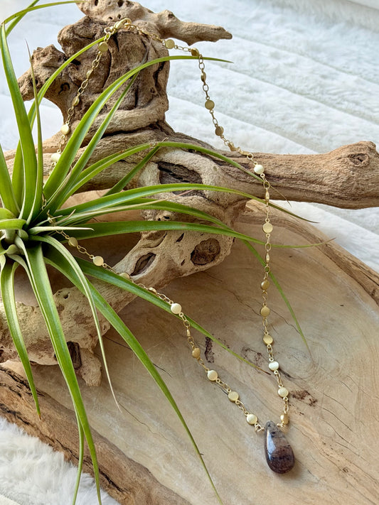 Red Moss Agate + Matte Gold Necklace