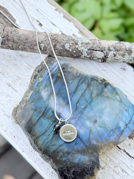 I AM POWERFUL: Black Onyx + Stainless Steel Necklace