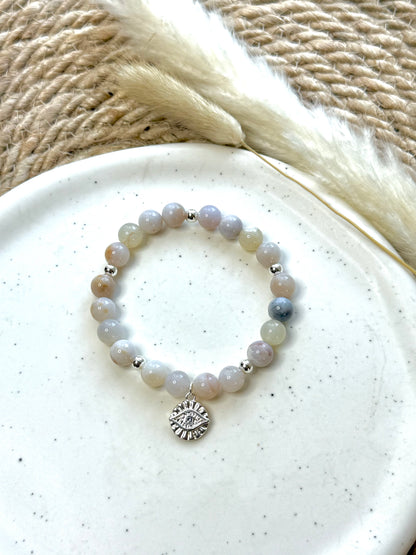 Winter Blossom Agate + Silver Chunky Charm Band