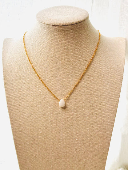 White Opal + Matte Gold Necklace
