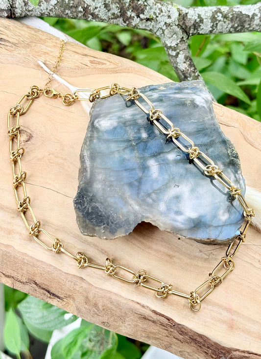 Gold Stainless Steel Barbed Wire Chain Necklace