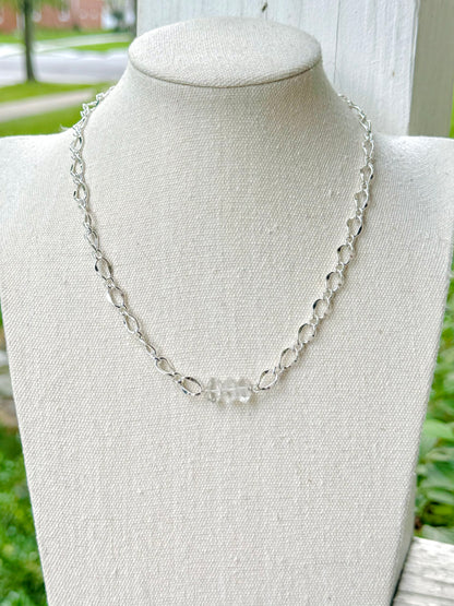 Herkimer Diamond + Silver Trio Necklace