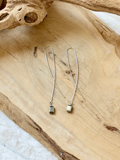 Pyrite Twister Threader Earrings
