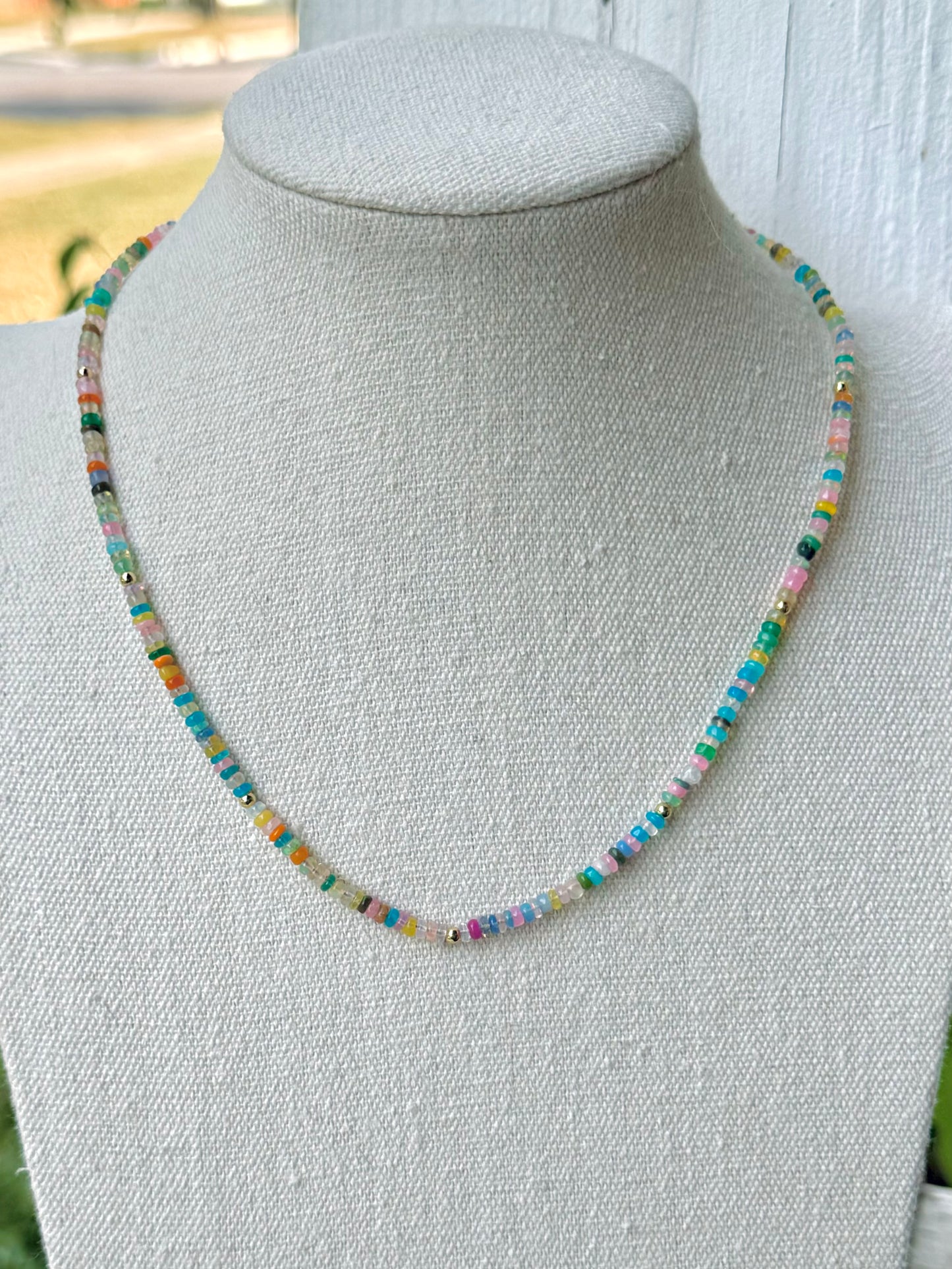 Rainbow Ethiopian Opal + Gold Necklace