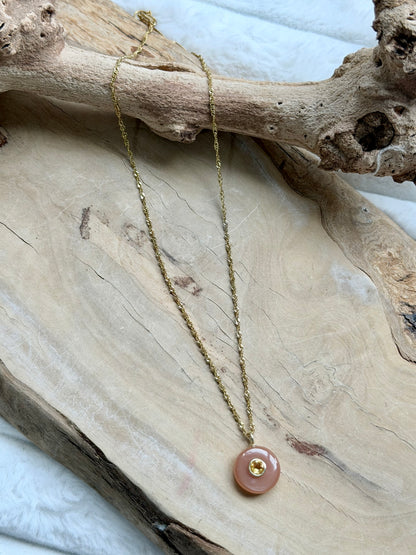 Peach Moonstone + Citrine Gold Necklace
