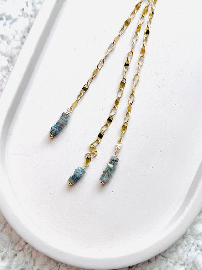 Labradorite + Gold Sequin Lariat Necklace