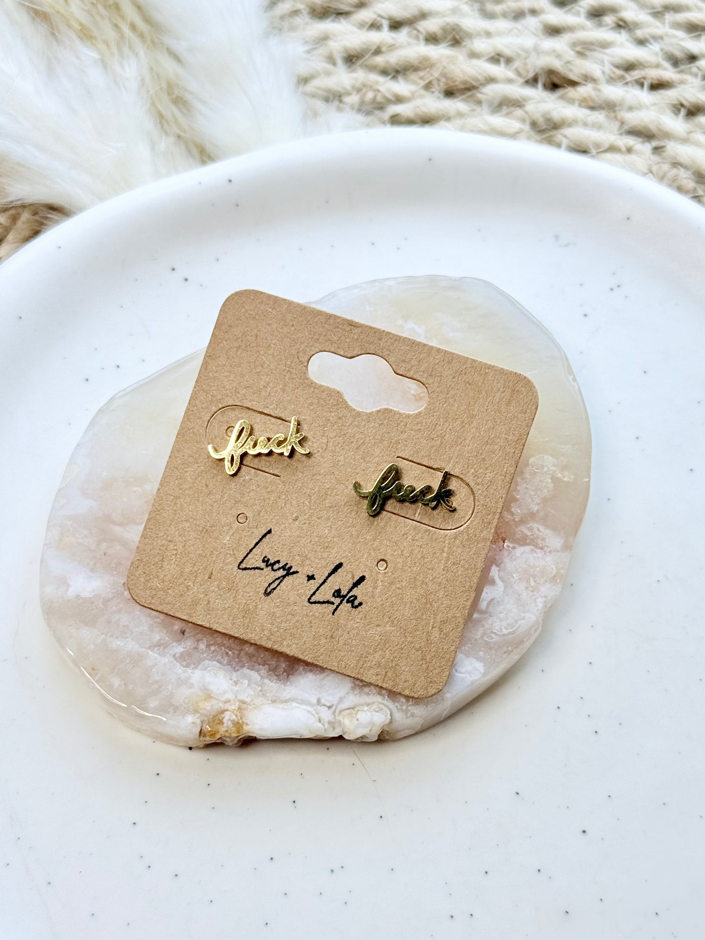 Gold Fuck Mini Stud Earrings