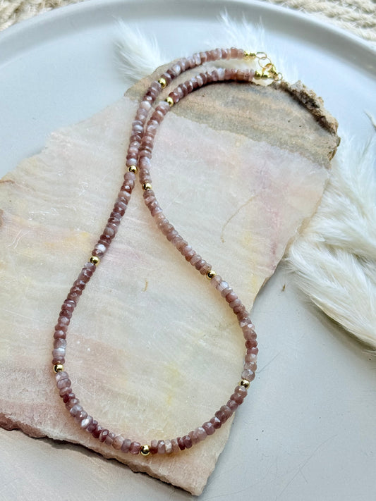 Chocolate Moonstone + Gold Necklace