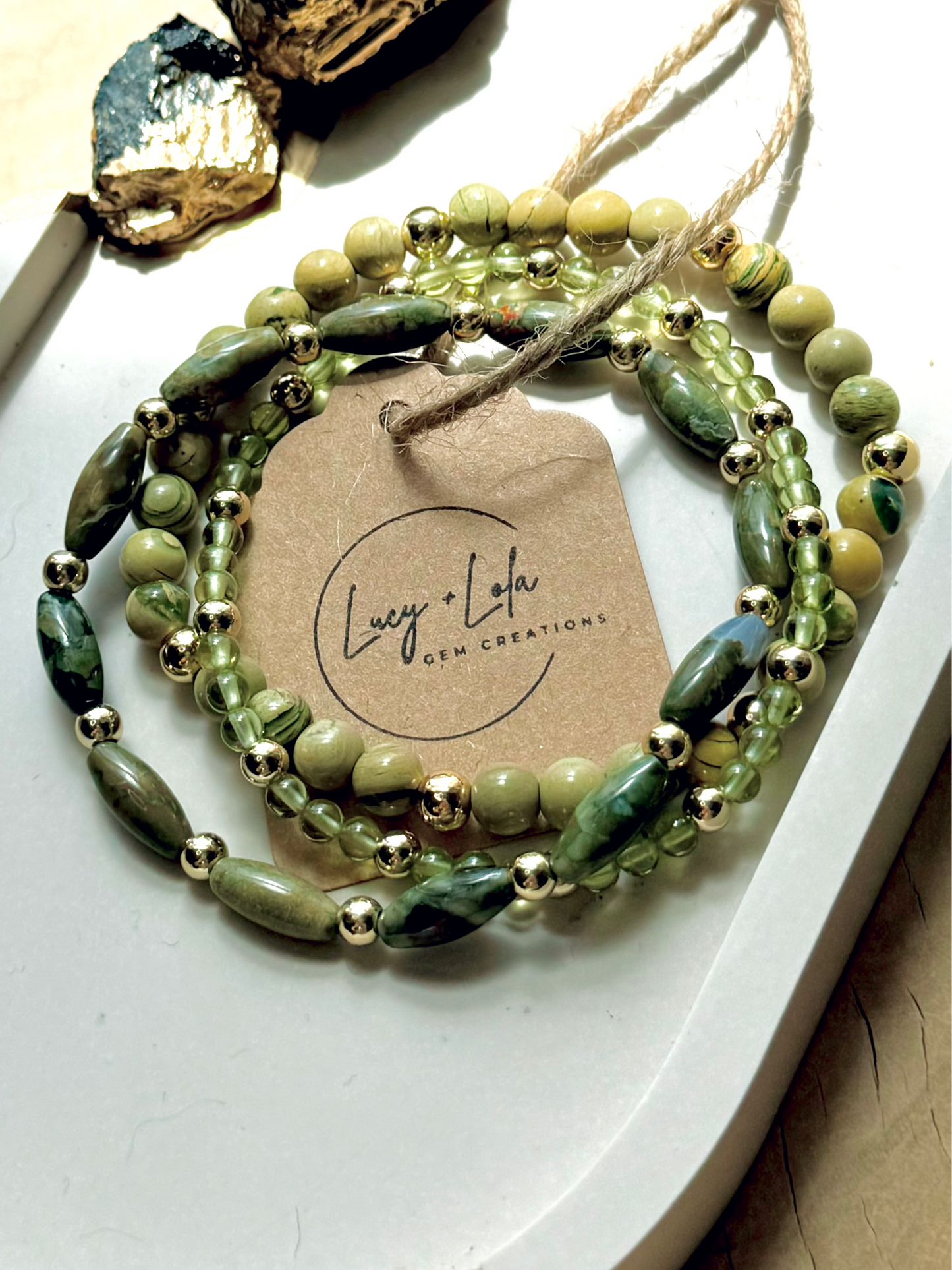 Green + Yellow in Gold Stack (3stack)