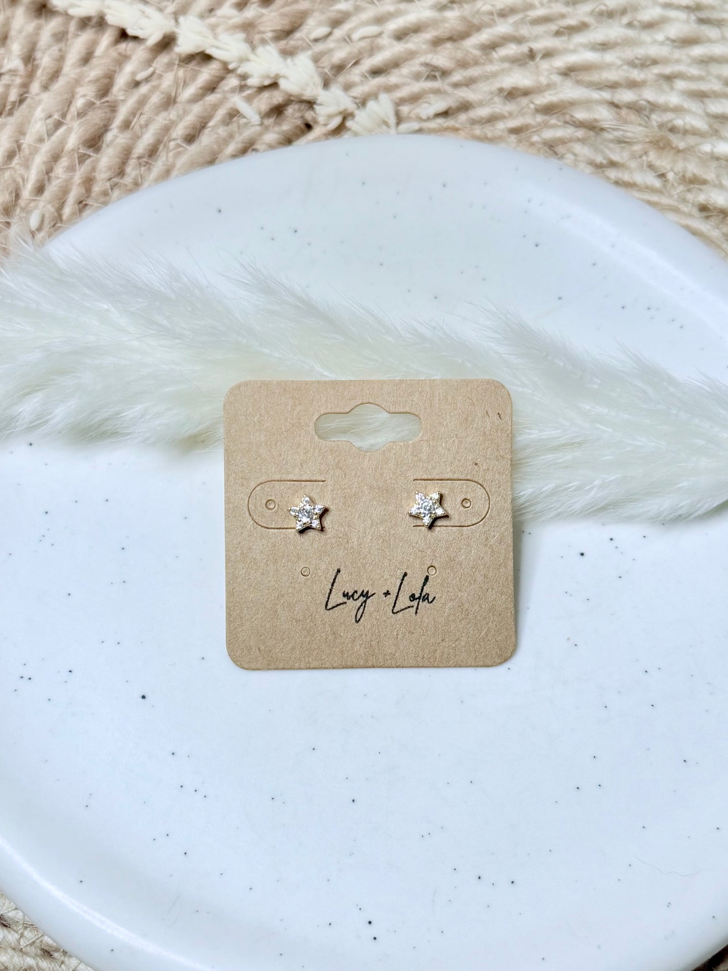 Crystal + Gold Star Earrings