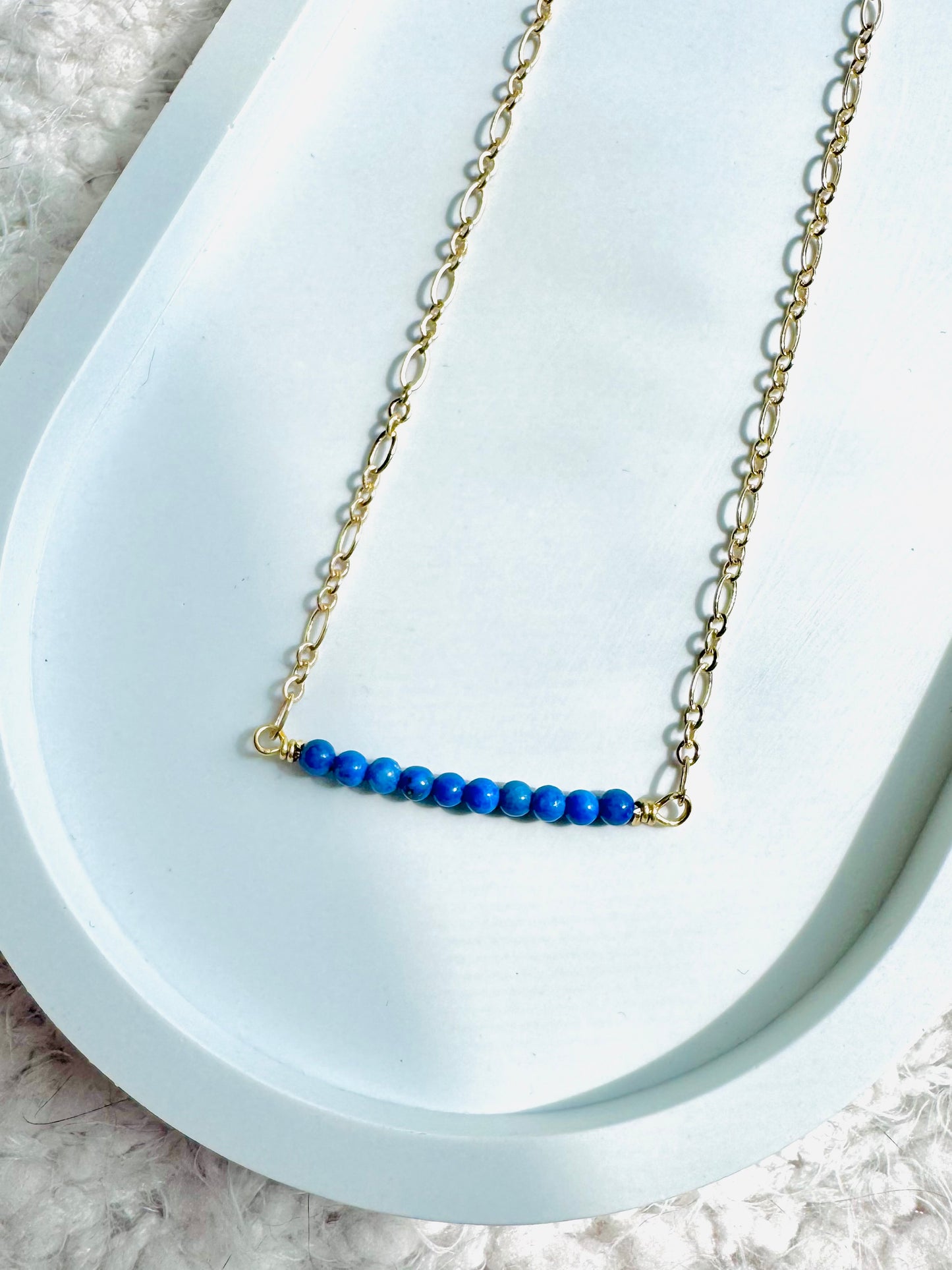 Lapis + Gold Chain Mini Bar Necklace