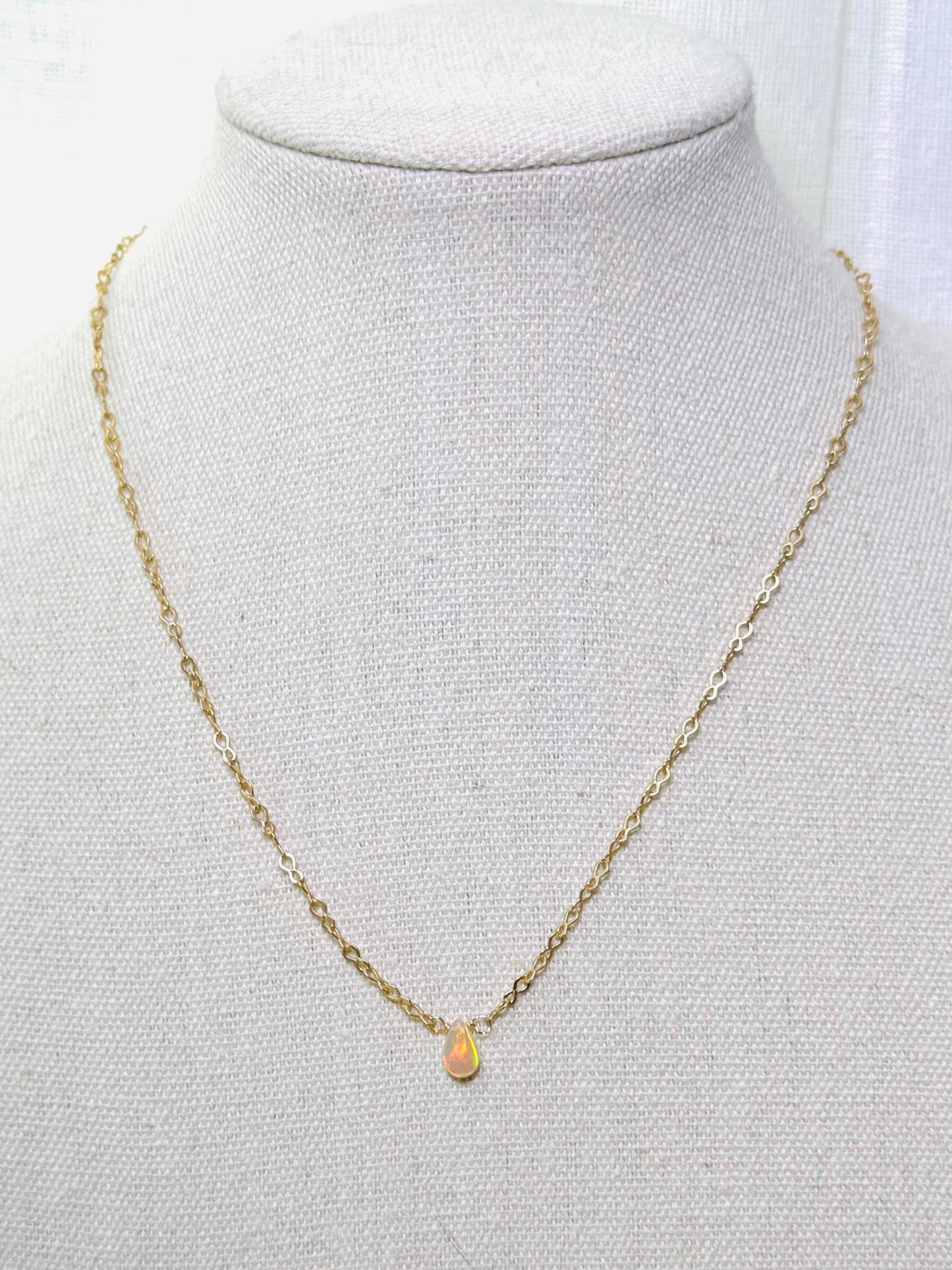 Golden Ethiopian Opal + Matte Gold Pendant Necklace