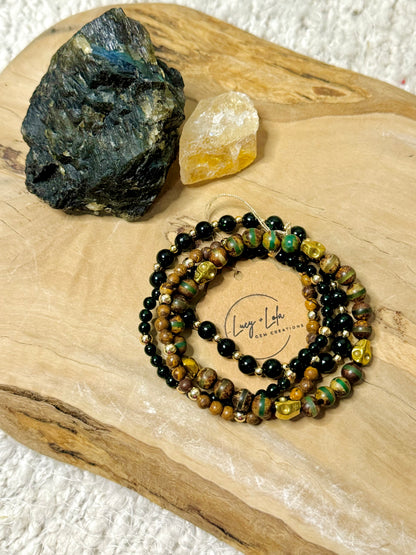 Green + Brown Gold Skully Stack (4-stack)