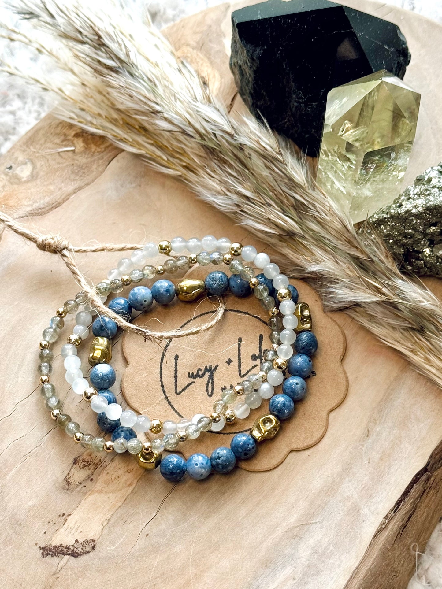 Blue + Gray Gold Skully Stack (3-stack)