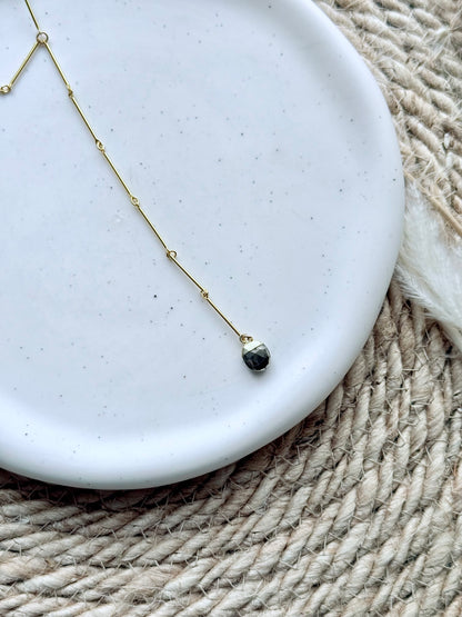 Pyrite + Gold Stick Lariat Necklace