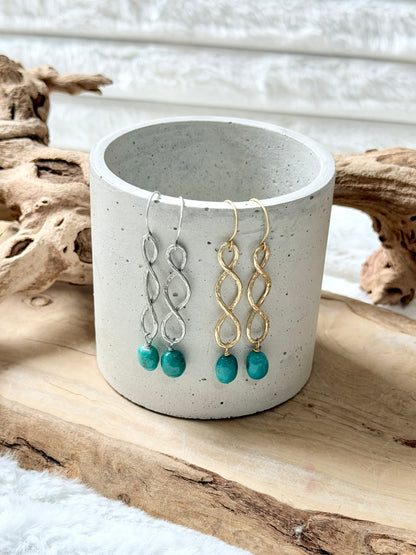 Tibetan Turquoise + Matte Infinity Earrings