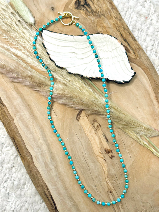 Turquoise + Gold Beaded Necklace