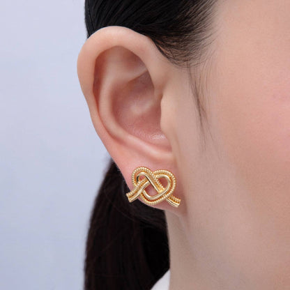 Gold Pretzel Stud Earrings