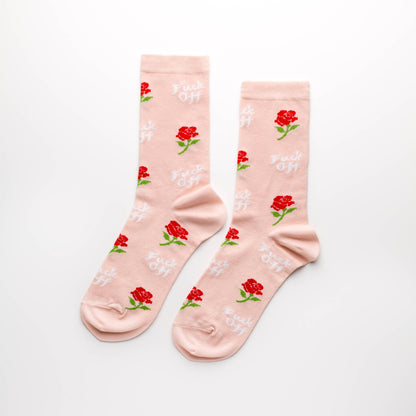 Fuck Off Rose Crew Socks