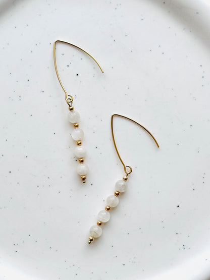 Moonstone + Gold Threader Earrings