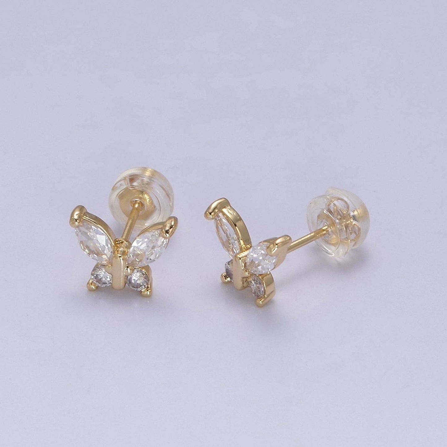 Zircon + Gold Butterfly Stud Earrings