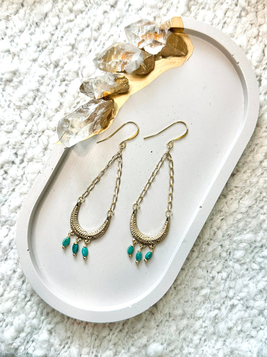 Turquoise + Gold Chandelier Earrings