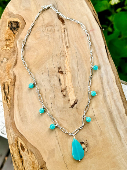 Peruvian Amazonite + Silver Necklace