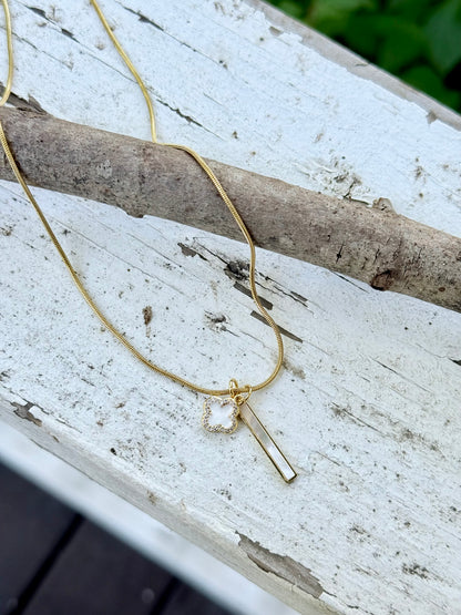 Mother of Pearl + Gold Stainless Steel Necklace