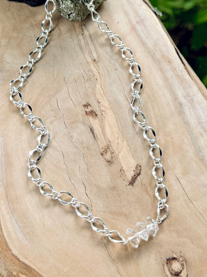 Herkimer Diamond + Silver Trio Necklace