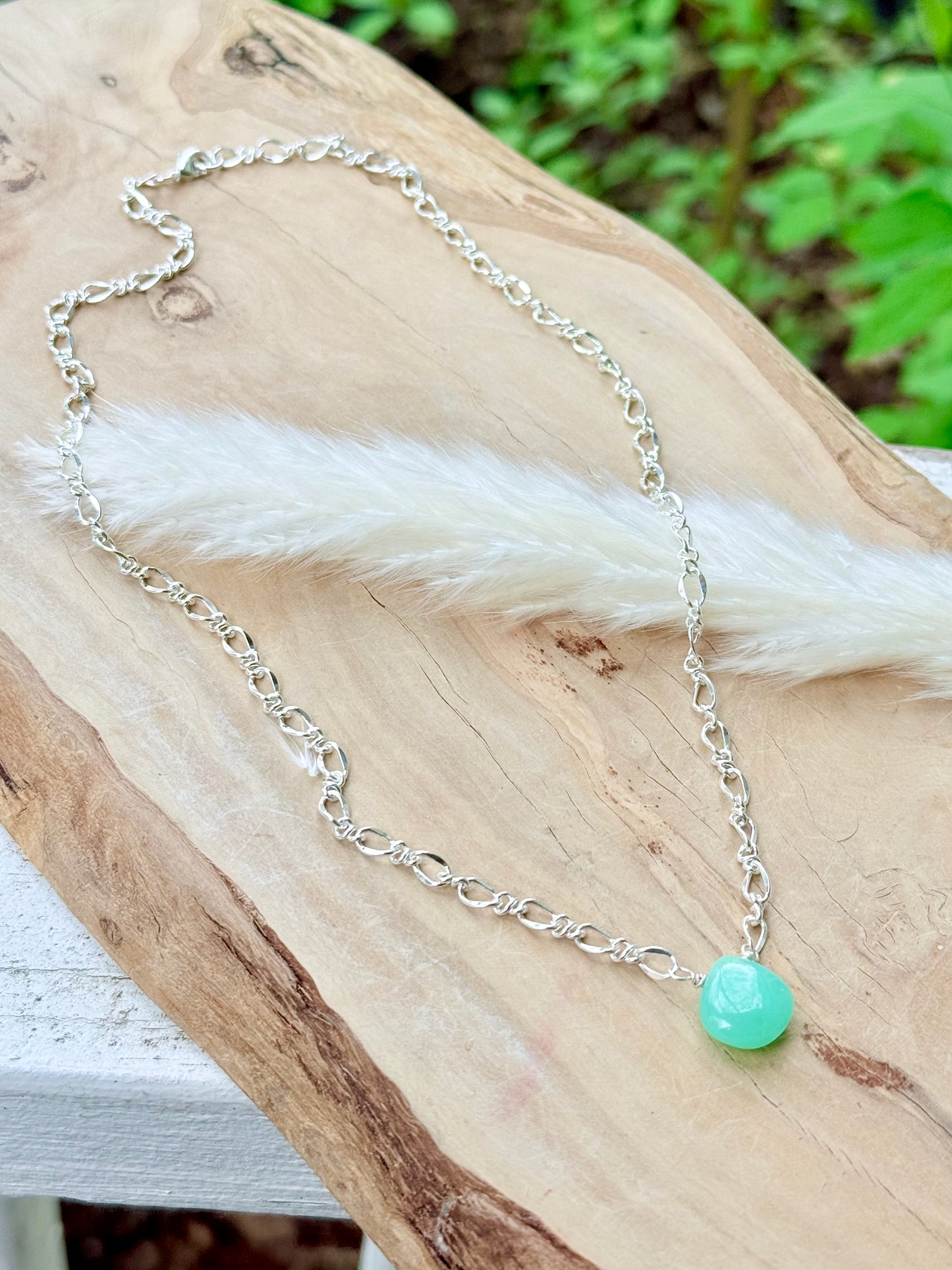 Chrysoprase + Silver Pendant Necklace