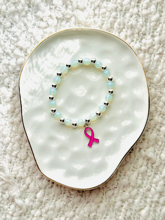 Opalite Breast Cancer Awareness Bracelet