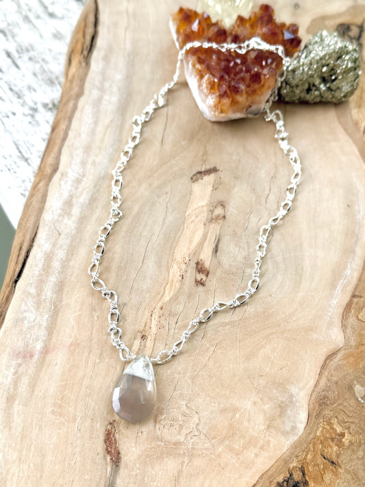 Solar Quartz + Silver Pendant Necklace