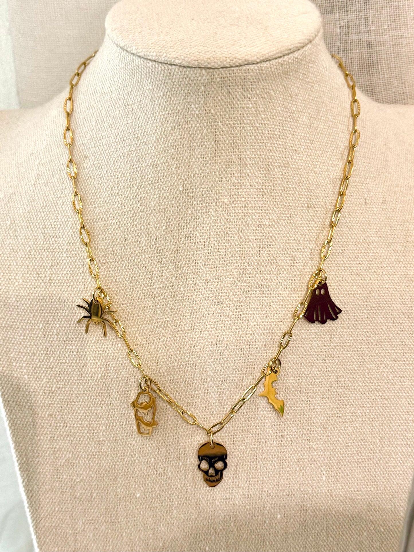 Spooky + Gold Charm Necklace