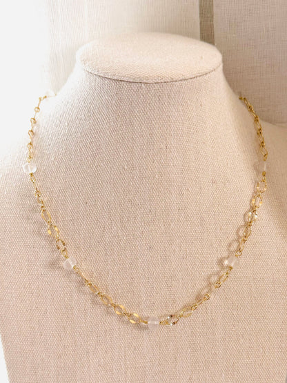 Ice Quartz + Gold Chain Necklace