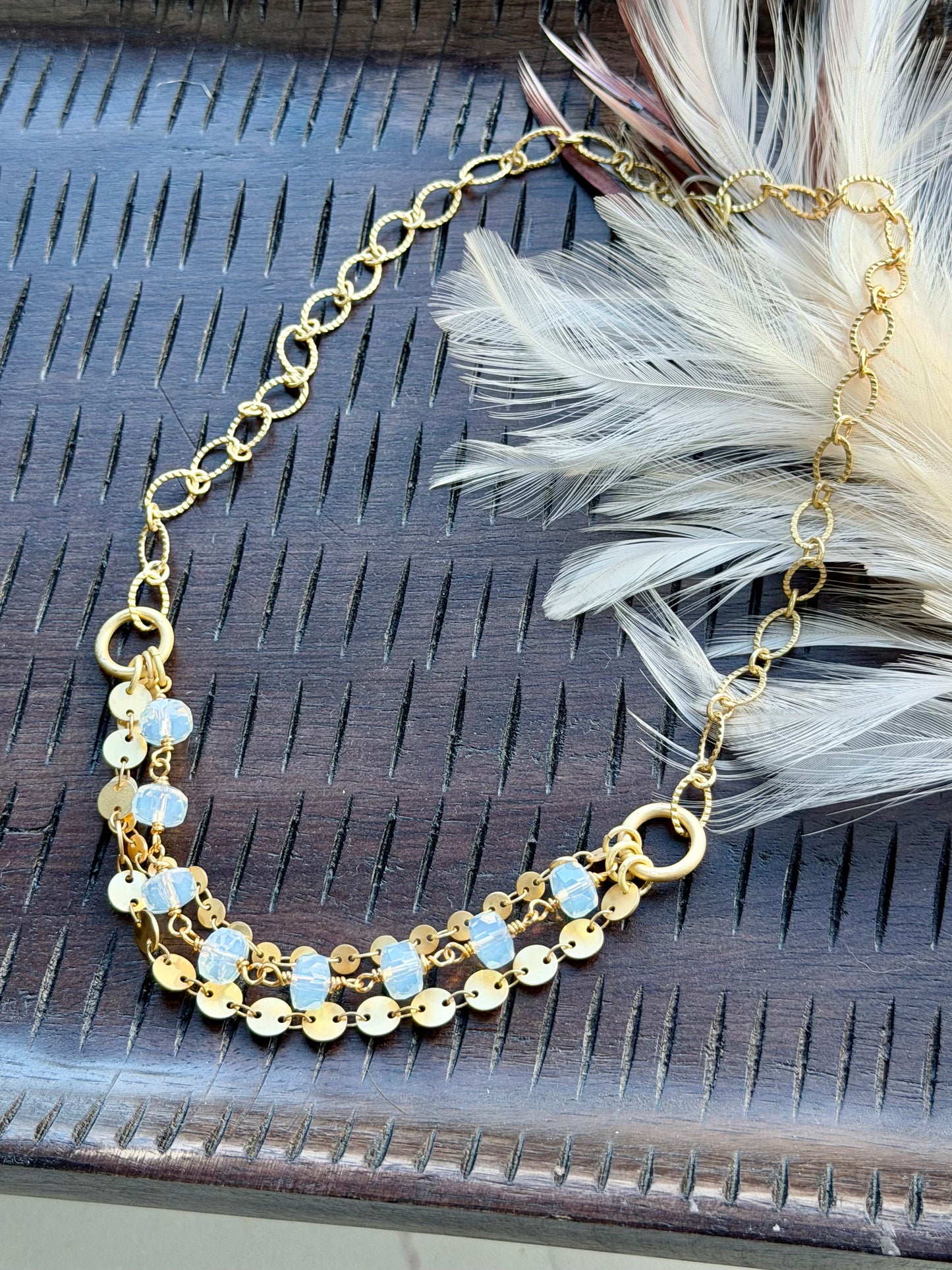 Opalite + Matte Gold Layered Necklace