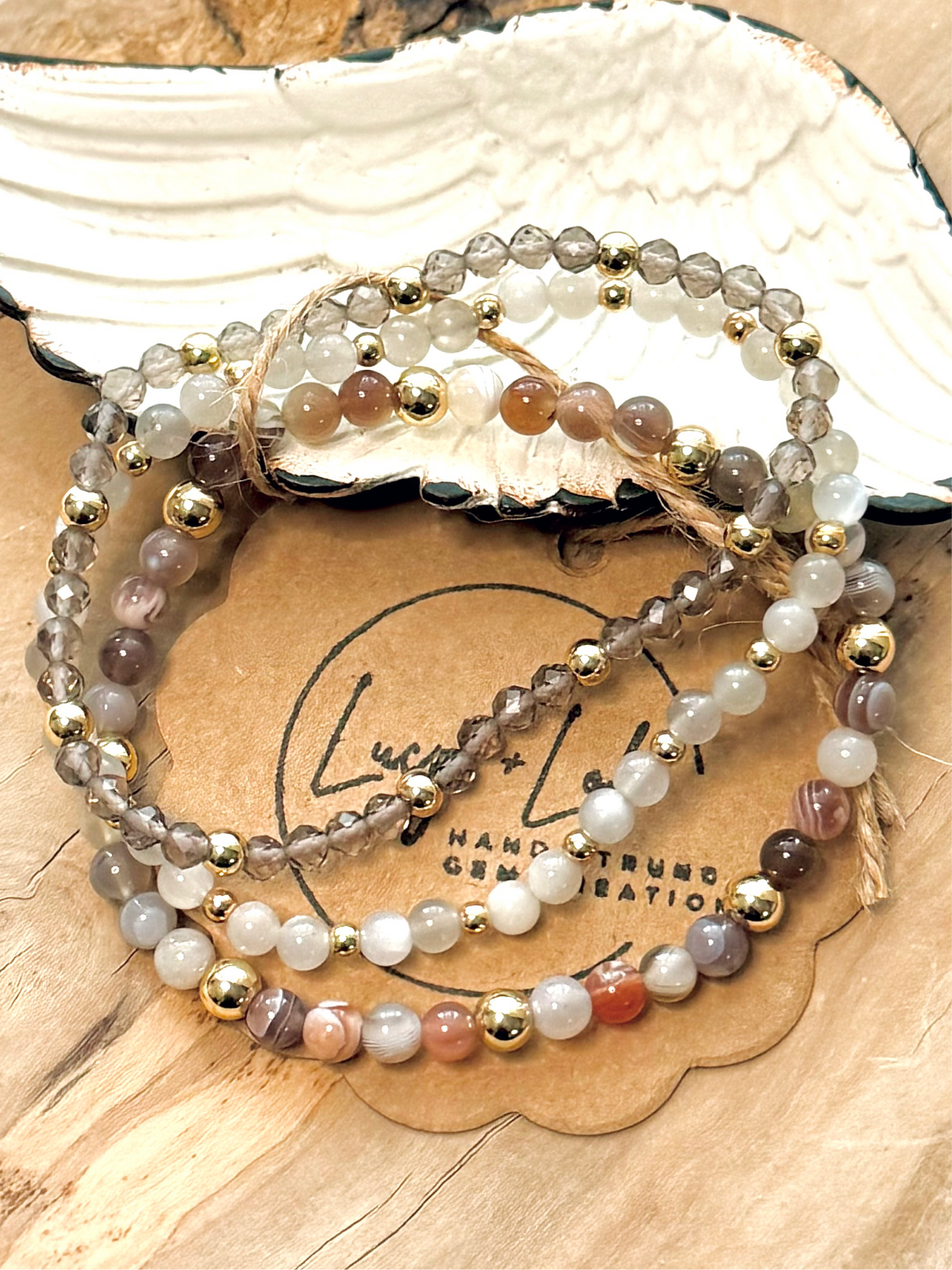 Gray + Gold Bracelet Stack (3-stack)