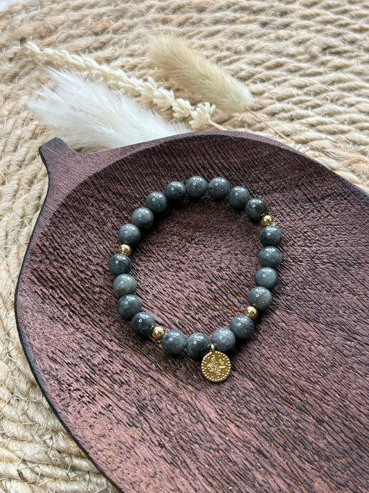 Labradorite + Gold Chunky Charm Band