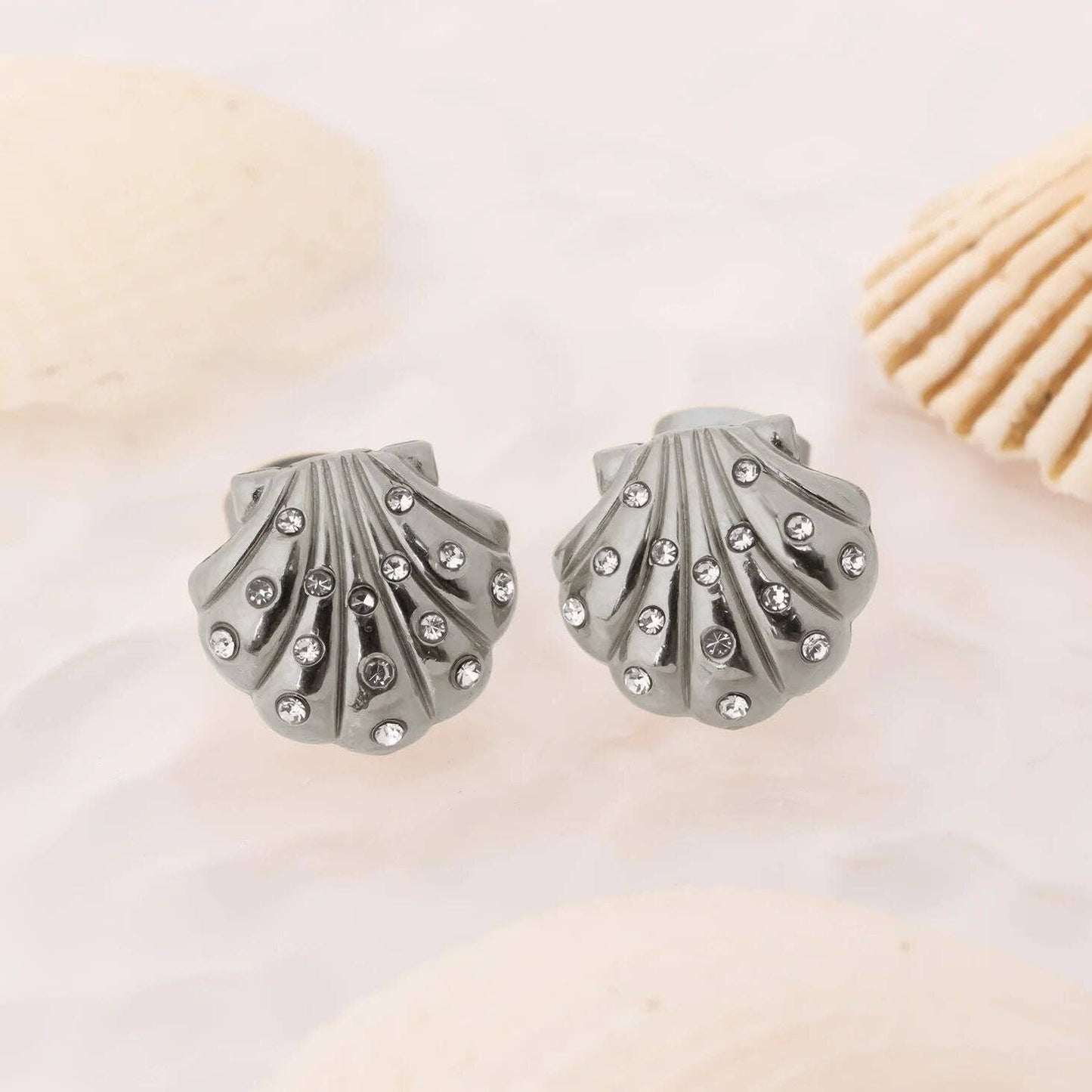 Zircon + Stainless Steel Shell Earring