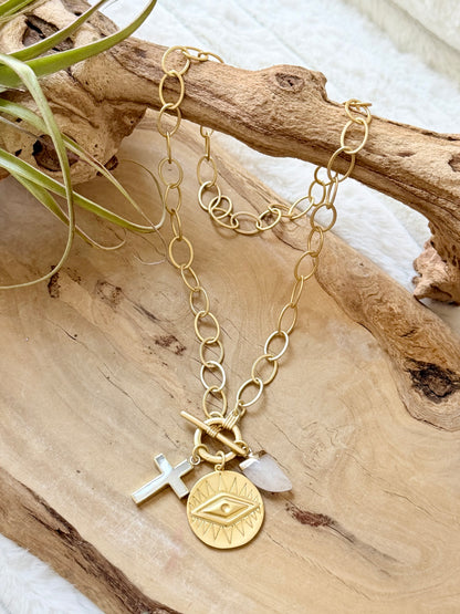 Gold Protection Toggle Necklace