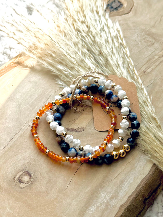 Chicago Bears! Blue + Orange Gold Stack (3-stack)