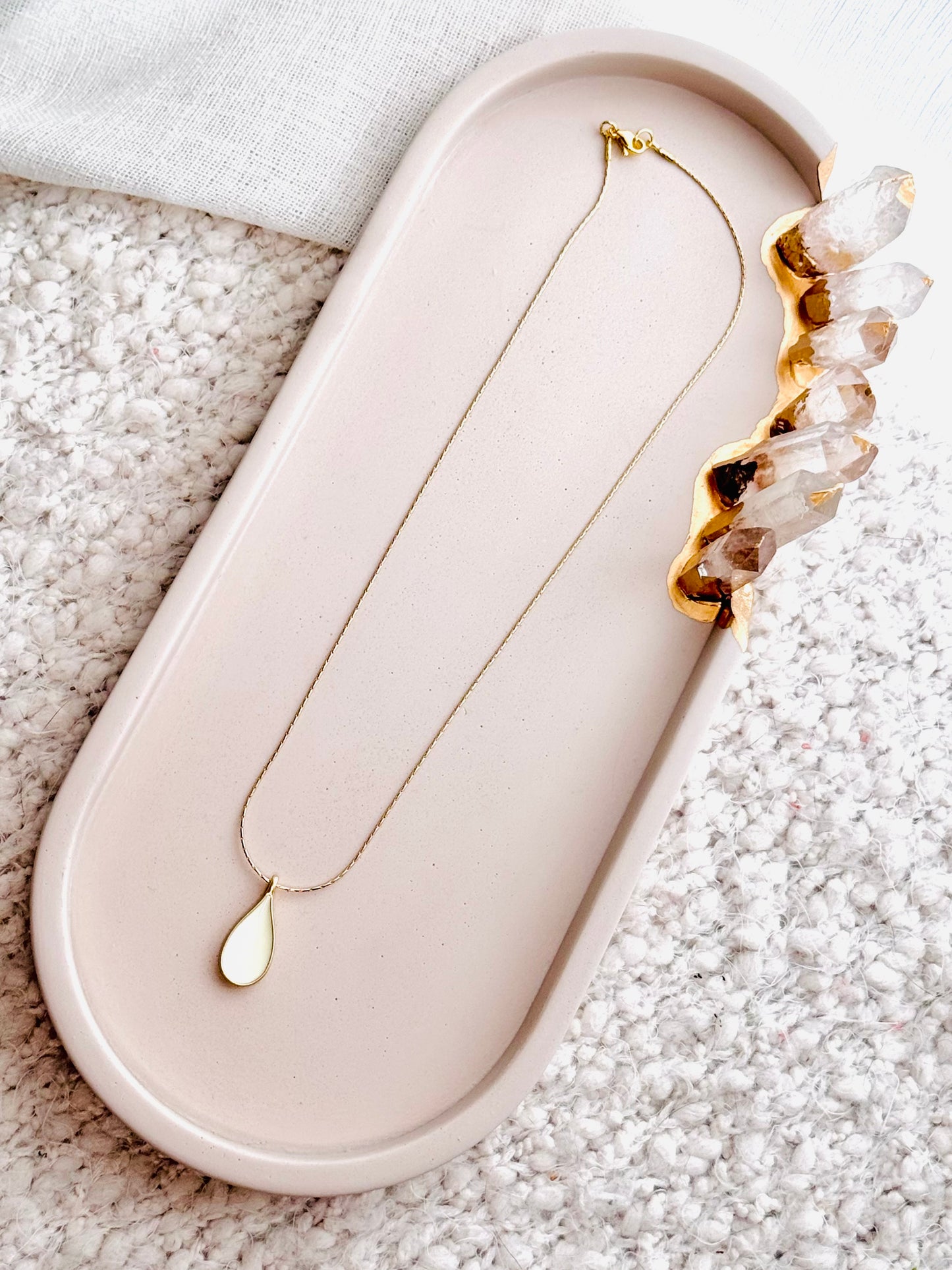 Cream Teardrop + Matte Gold Necklace